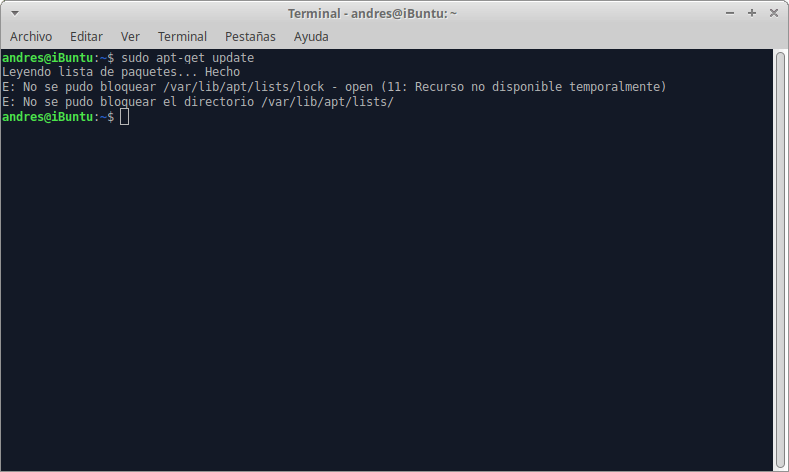No se pudo obtener el bloqueo /var/lib/dpkg/lock – open (recurso temporalmente no disponible)